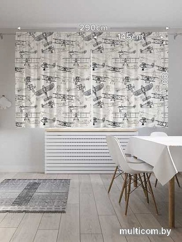 Комплект штор JoyArty Чертежи самолетов 1.45x1.8 м pox_53394_145x180 (2 шт)