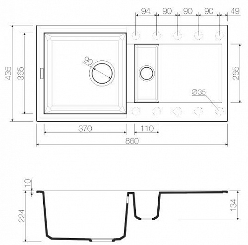 Кухонная мойка Omoikiri Sakaime 86-2-DC [4993201]