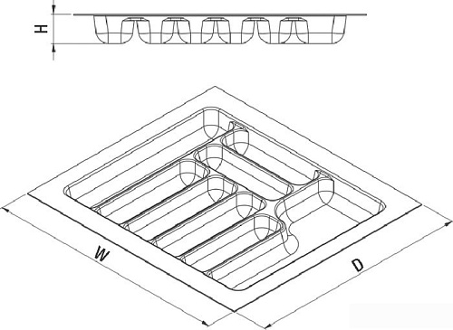 Лоток для столовых приборов Starax S-2282-G (серый)