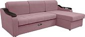Диван Сириус Лидер-4 с оттоманкой ППУ 260x165 (Eva 14 велюр темно-розовый)