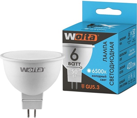 Светодиодная лампа Wolta LX 30WMR16-220-6GU5.3 6Вт 6500K GU5.3