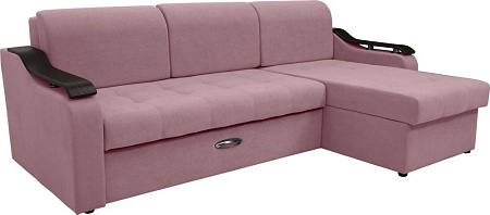 Диван Сириус Лидер-4 с оттоманкой ППУ 260x165 (Eva 14 велюр темно-розовый)