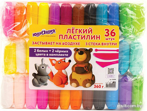 Пластилин легкий Юнландия 105908 (36 цв)
