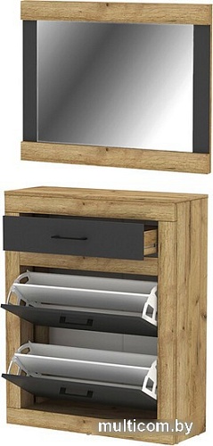 Стенка Интерлиния Loft-4 Прихожая (дуб золотой/антрацит)