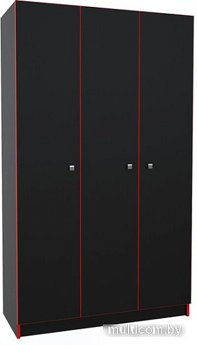 Шкаф распашной МДК Black 3-х створчатый BL-СК3К 490x1200x1980 (черный/кромка красная)