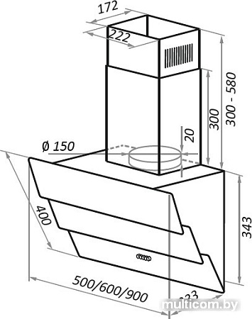 Кухонная вытяжка MAUNFELD Cascada Push 50 (белый)