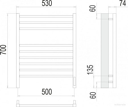 Полотенцесушитель TERMINUS Сицилия П9 500x700 (сенсор быстрого касания, RAL 9003 белый)