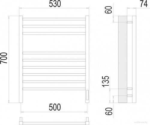 Полотенцесушитель TERMINUS Сицилия П9 500x700 (сенсор быстрого касания, RAL 9003 белый)