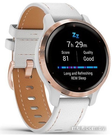 Умные часы Garmin Venu 2S (розовое золото/белый кожаный)