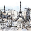 Фотообои Citydecor Акварельный Париж 300x150