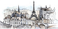 Фотообои Citydecor Акварельный Париж 300x150