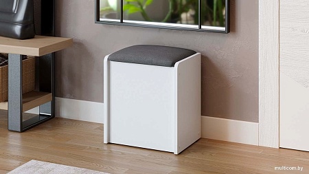 Банкетка Трия Бостон (белый ясень/велюр серый)