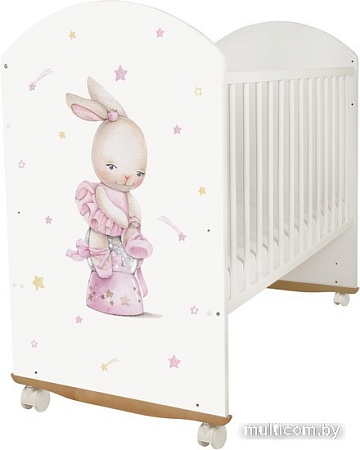 Классическая детская кроватка Indigo With Love Балерина колесо-качалка (белый)