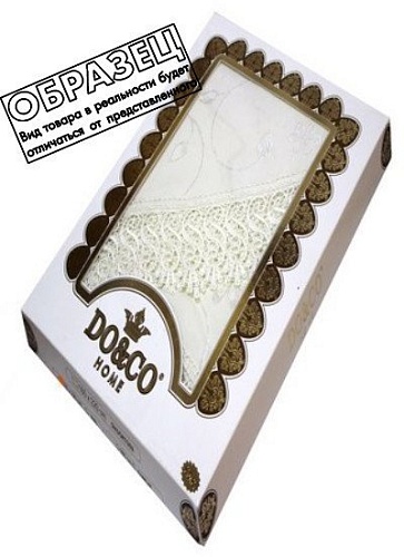 Скатерть DO&CO c гипюром 160x220 8525 (овал, золотой)