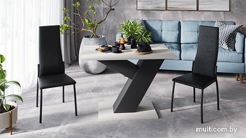 Стул Трия Кредо (черный муар/кожзам черный)