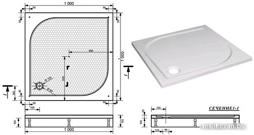 Душевой поддон Эстет Гамма 100x100 [3-0007]