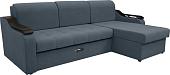 Диван Сириус Лидер-4 с оттоманкой ППУ 260x165 (Eva 10 велюр серый)