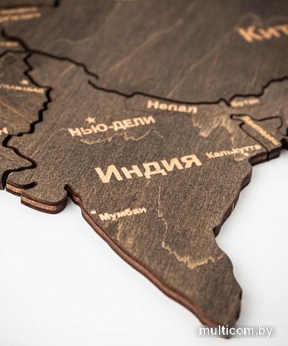 Пазл Woodary Карта мира L 3148 (3 уровня, venge)