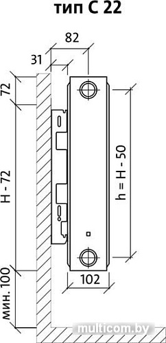 Стальной панельный радиатор Royal Thermo Compact C22-500-1300 (Bianco Traffico)
