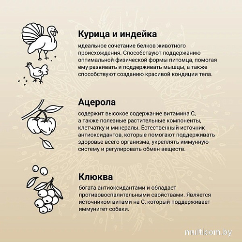 Сухой корм для собак Craftia Natura для щенков миниат. и мелких пород с курицей и индейкой (2кг)