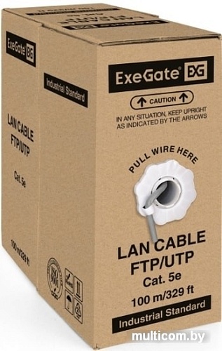 Кабель ExeGate FUTP4-C5e-CCA-S24-IN-PVC-GY-100 FTP
