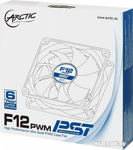 Кулер для корпуса Arctic Cooling Arctic F12 PWM PST (AFACO-120P0-GBA01)