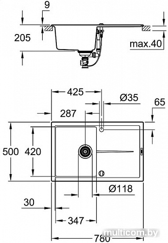 Кухонная мойка Grohe K400 50-C 78/50 1.0 31639AT0 (серый гранит)