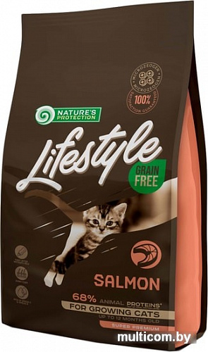 Сухой корм для кошек Nature's Protection Lifestyle Grain Free Salmon Kitten 7 кг