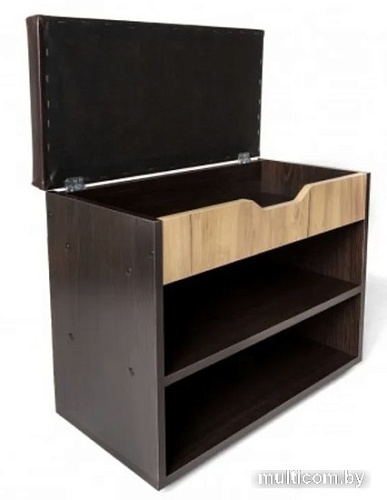 Банкетка Doma Liga с откидной крышкой 61.5x31.4x50 (венге/дуб бунратти/коричневый кожзам)