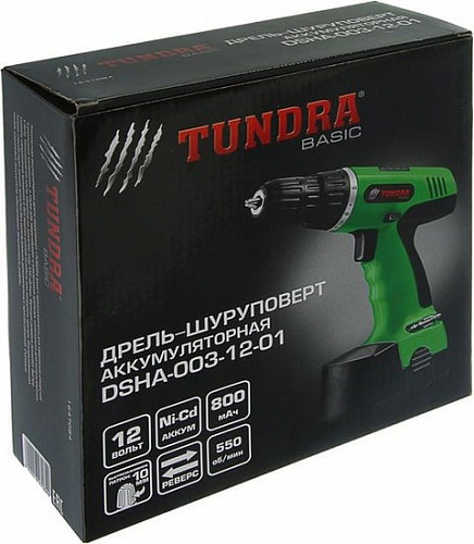 Дрель-шуруповерт Tundra basic DSHA-003-12-01 1647084 (с 1-им АКБ)