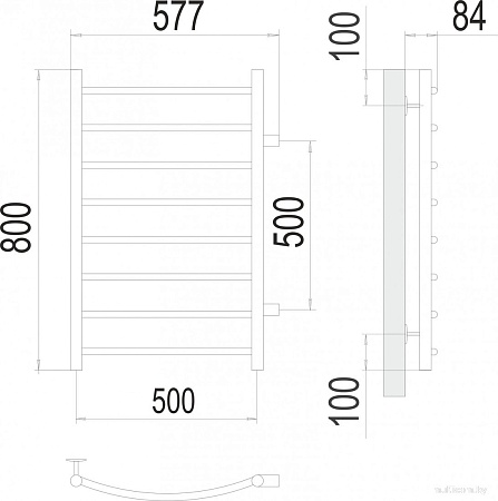 Полотенцесушитель TERMINUS Классик П8 500x800 (боковое подключение 500, золото матовое)
