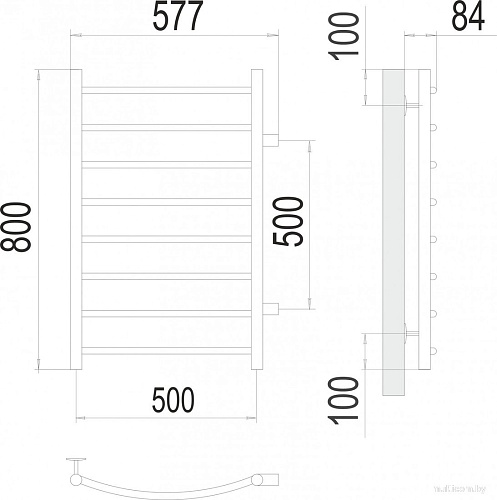 Полотенцесушитель TERMINUS Классик П8 500x800 (боковое подключение 500, золото матовое)
