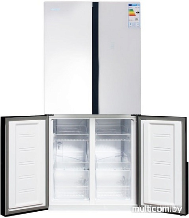 Четырёхдверный холодильник Ginzzu NFK-500 White glass