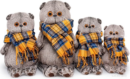 Классическая игрушка BUDI BASA Кот Басик и шарф в клеточку 747255