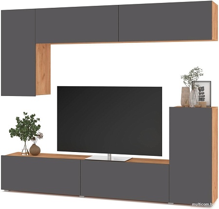 Стенка Modern Тетрис (золотой дуб/графит)