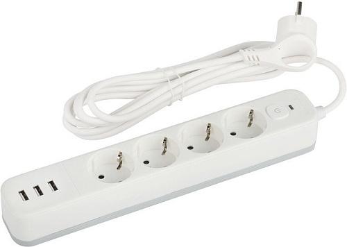 Сетевой фильтр ЭРА USF-4es-3m-3xUSBA-W Б0059569