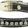 Ошейник Каскад Синтетик двойной прошитый со стразами и бубенчиком 00210106-07 (черный)