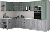 Готовая кухня Интерлиния Мила Деко 1.88x3.2 LV (керамика/мята/опал светлый)