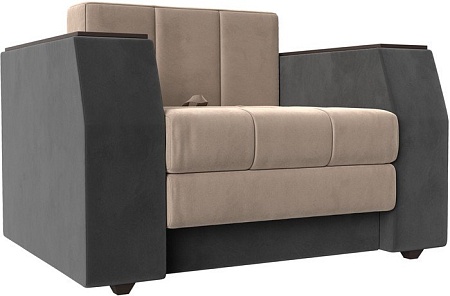 Кресло-кровать Лига диванов Атлантида 113847 (велюр, бежевый/серый)
