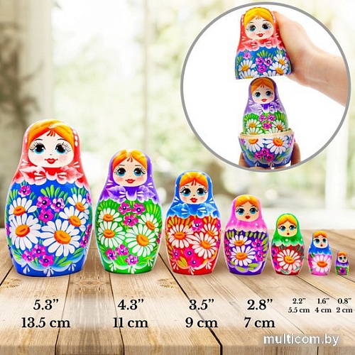 Развивающая игра Брестская Матрешка Разноцветная радужная (набор 7 шт)