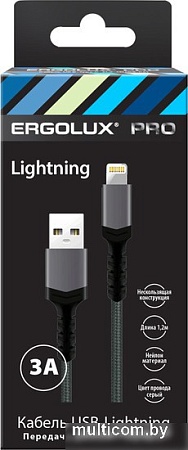 Кабель Ergolux ELX-CDC10-C09 USB Type-A - Lightning (1.2 м, серый)