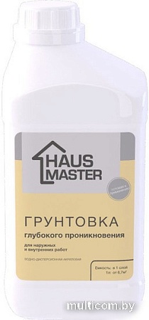 Водно-диспрессионная грунтовка Haus Master Глубокого проникновения (1 л, бесцветный)