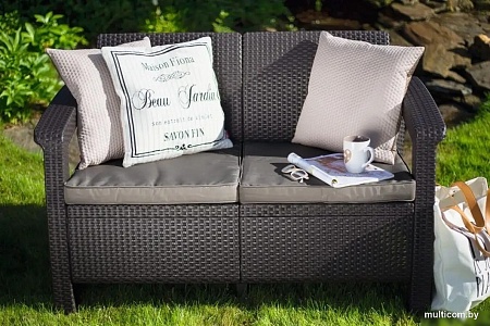 Садовый диван Keter Corfu II Love Seat 258946 (коричневый)