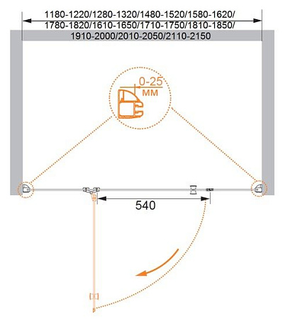 Душевая дверь Cezares VERONA-W-B-13-100+60/40-C-Cr