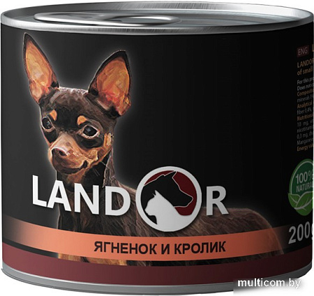 Консервированный корм для собак Landor Small Breed Lamb & Rabbit with Sweet Potato 200 г