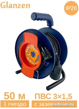 Удлинитель на катушке Glanzen EC-50-003