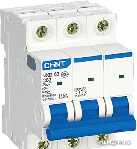 Выключатель автоматический Chint NXB-63S 3P 50A 4.5кА C 296832