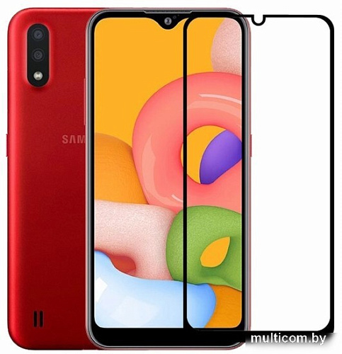 Защитное стекло Case Full Glue для Galaxy A01 (черный)