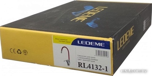 Смеситель Ledeme L4132-1 (хром/красный)