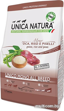 Сухой корм для собак Unica Natura Unico Mono All Breed с гусем, рисом и горохом 12 кг